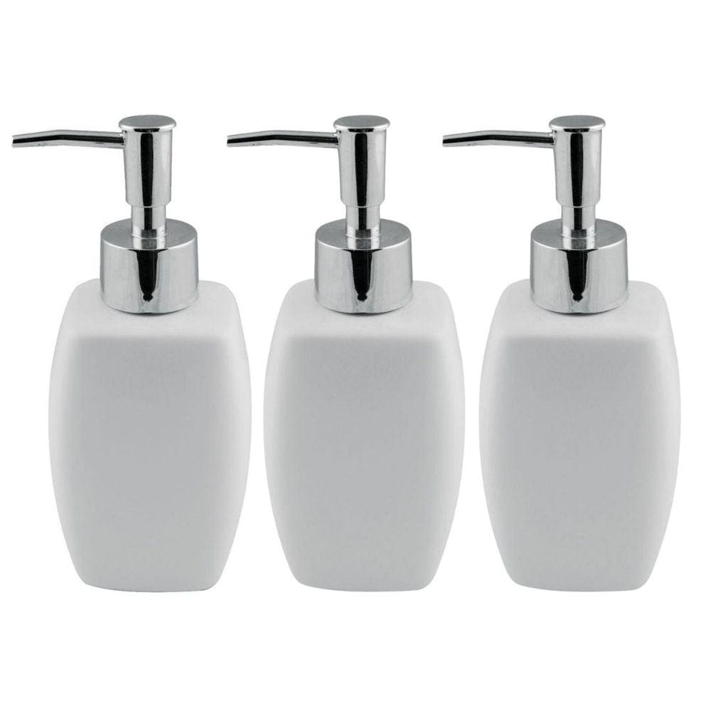 Kit 3 Saboneteiras Porta Sabonete Líquido Porcelana Branco 250ml - Yazi