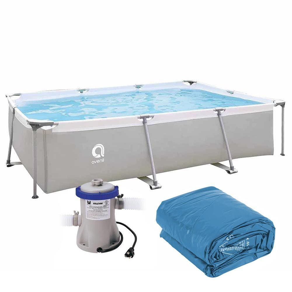 Piscina Estrutural Retangular 3701 Litros Forro e Bomba Filtrante Avenli Jilong 110v