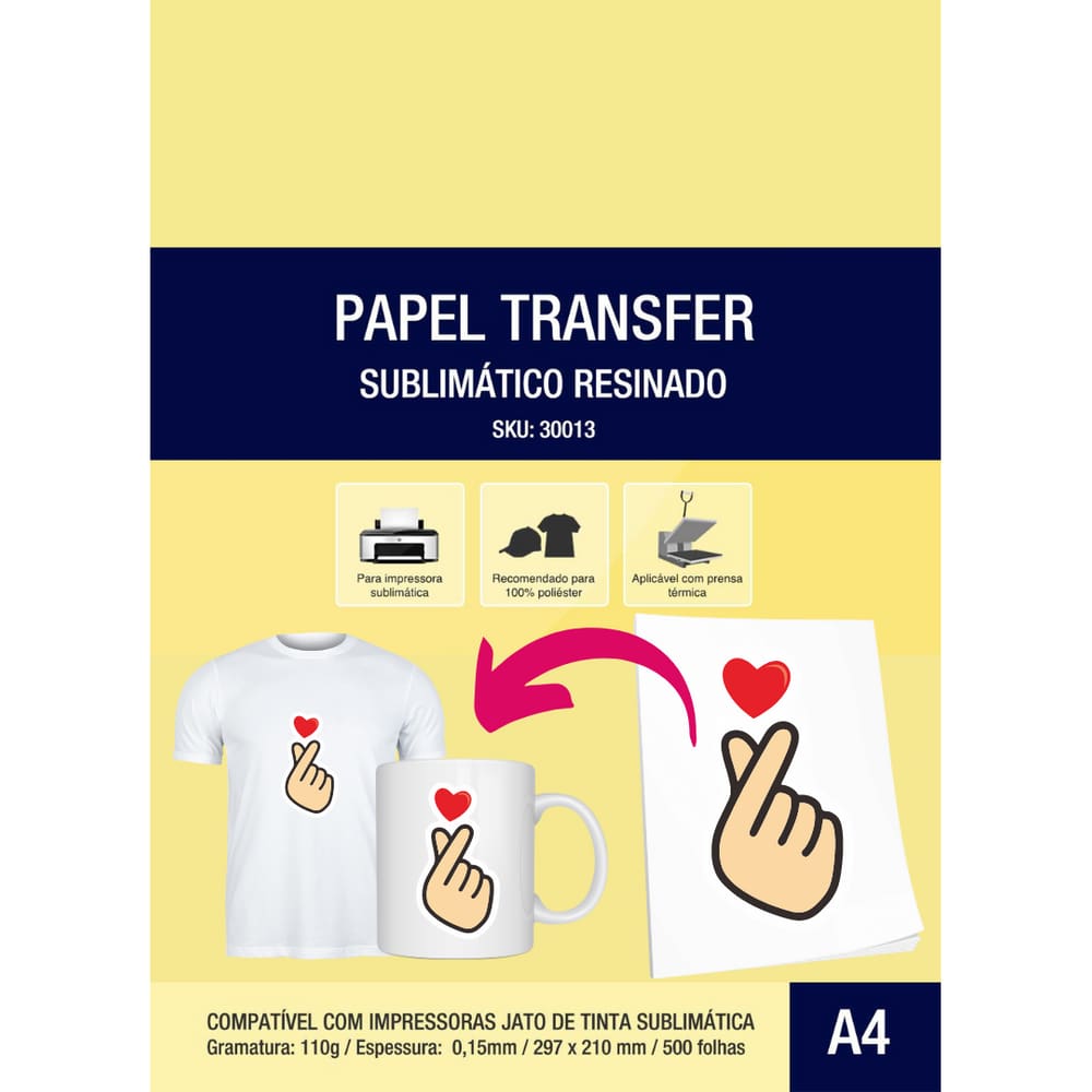 Papel Transfer Sublimático Resinado Fundo Azul A4 - 500 Folhas