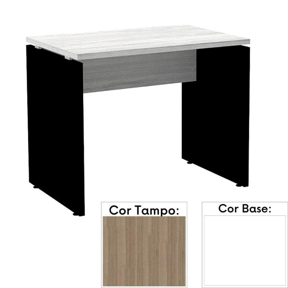 Mesa de Escritório Pé Painel PE25 em MDP 90 x 45 cm Cor Noce Naturalle e Base Branca
