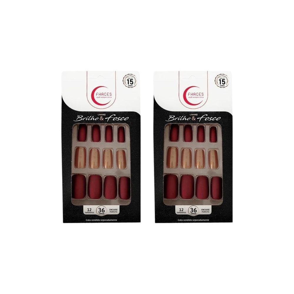 Unhas Postiças Fhaces Brilho E Fosco Vinho-Dou Com 36Un- 2Un
