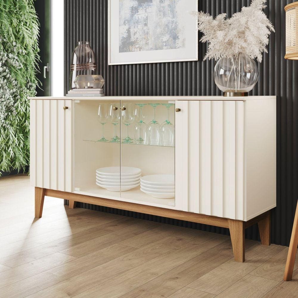 Buffet Tifany 4 Portas Espresso Móveis Off White/Marrom