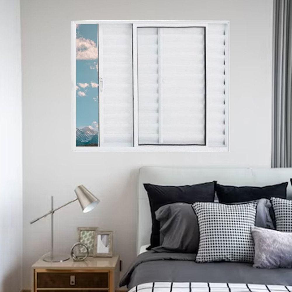 Janela Veneziana de Alumínio 3 Folhas 100 x 150cm Linha Modular Branco