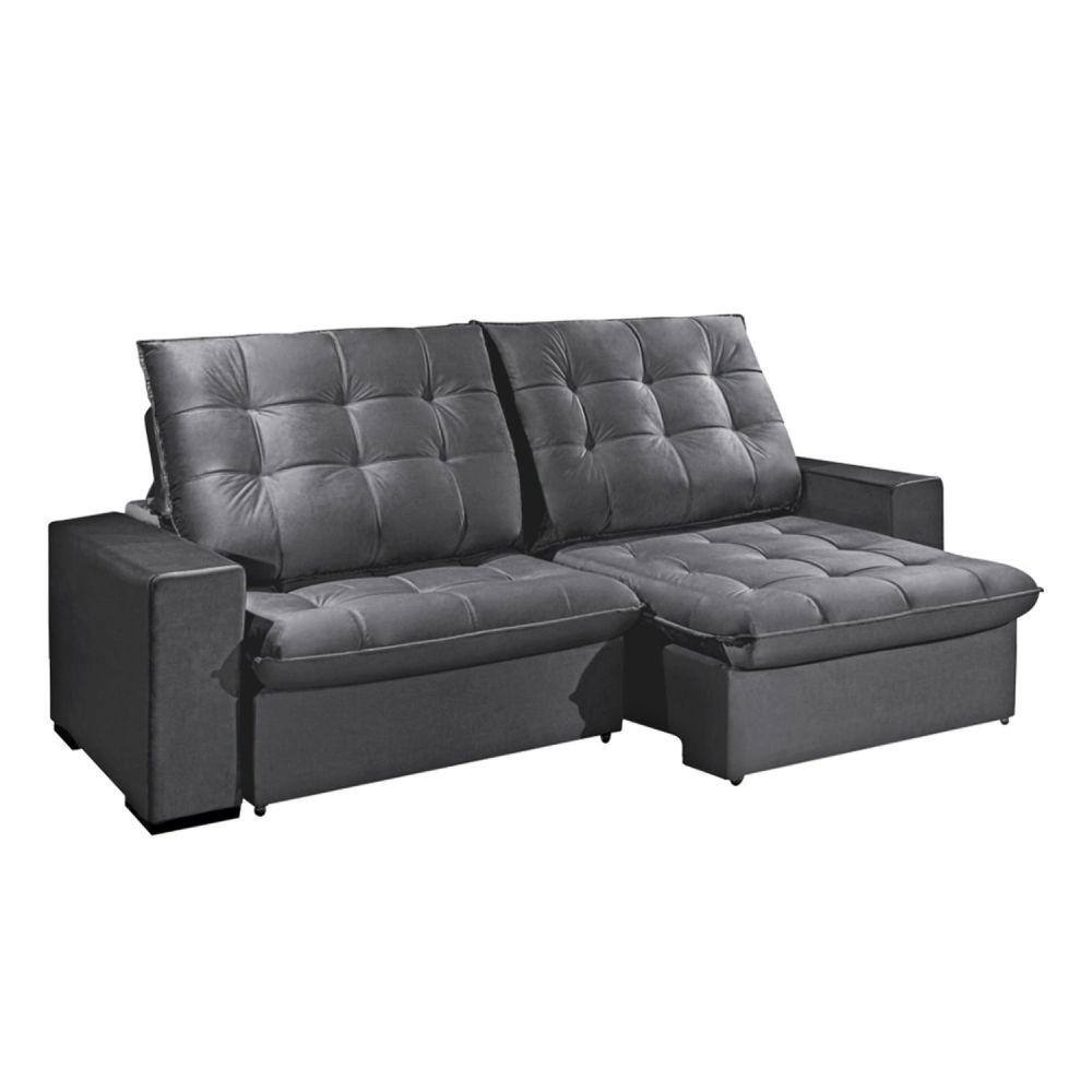 Sofá 3 Lugares Brasil 220 Cm Konfort King Cinza