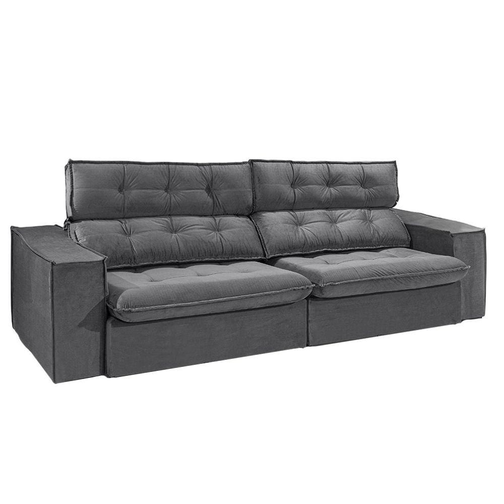 Sofá 4 Lugares Safira 252 Cm Konfort King Cinza