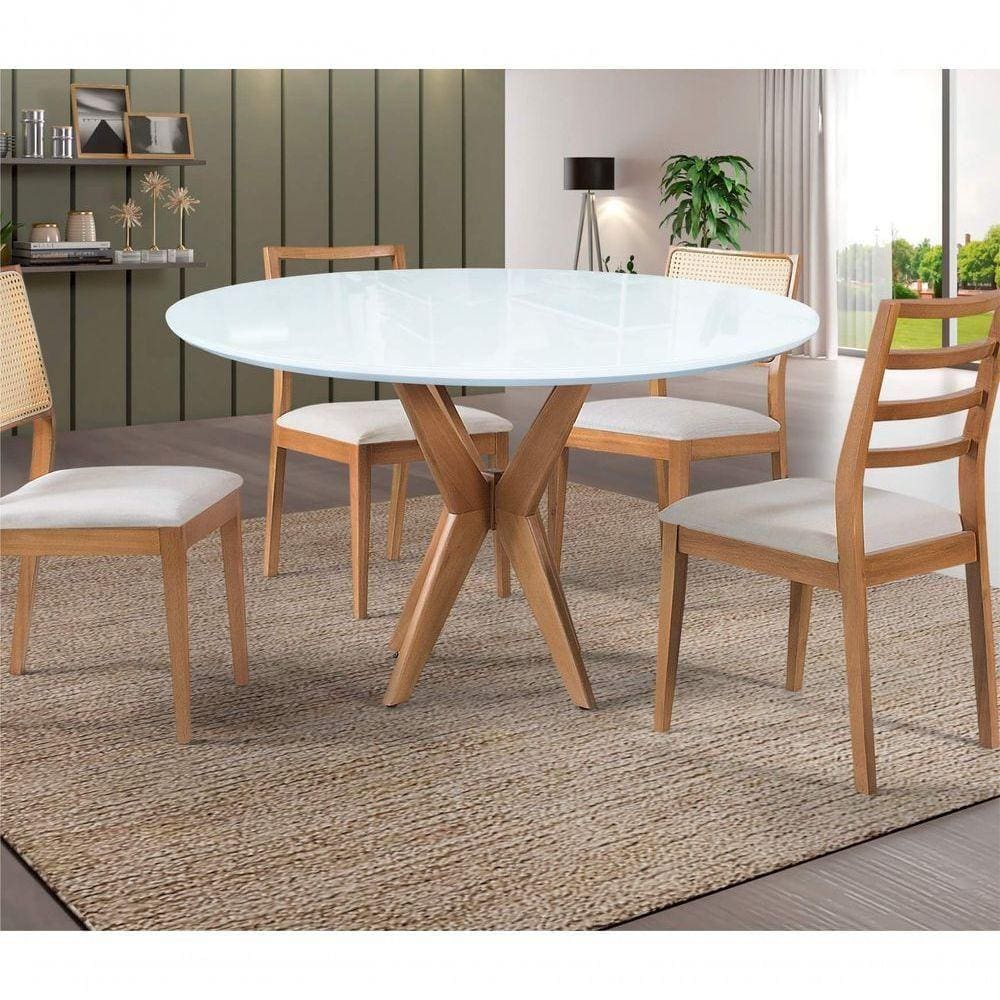 Mesas De Jantar Pandora Cor Branco Diâmetro 90cm