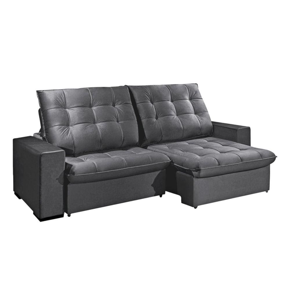 Sofá 4 Lugares Brasil 252 Cm Konfort King Cinza