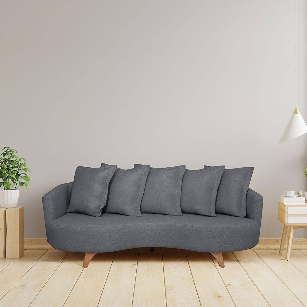 Sofá 2 Lugares 240cm Capri Cinza/Pé Imbuia