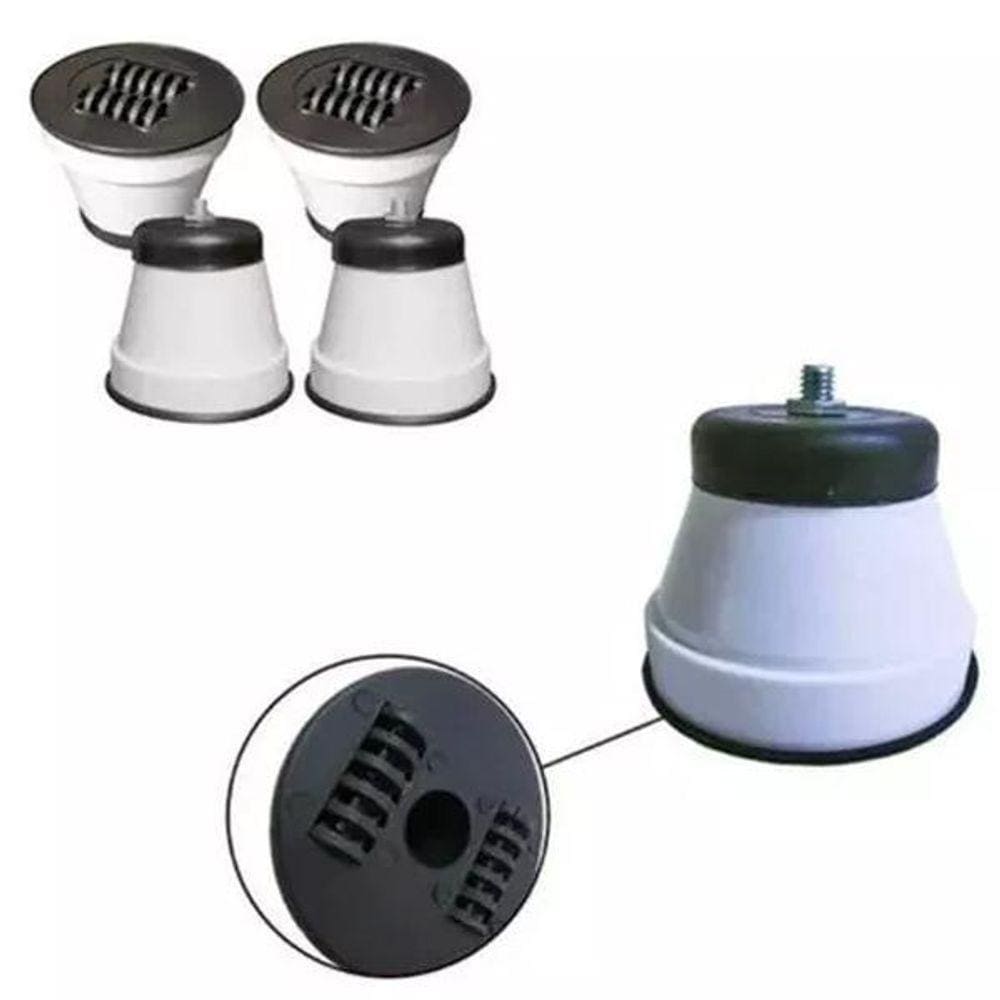 Kit 4 Pé Geladeira Fogão Plástico Branco Redondo Rodinha