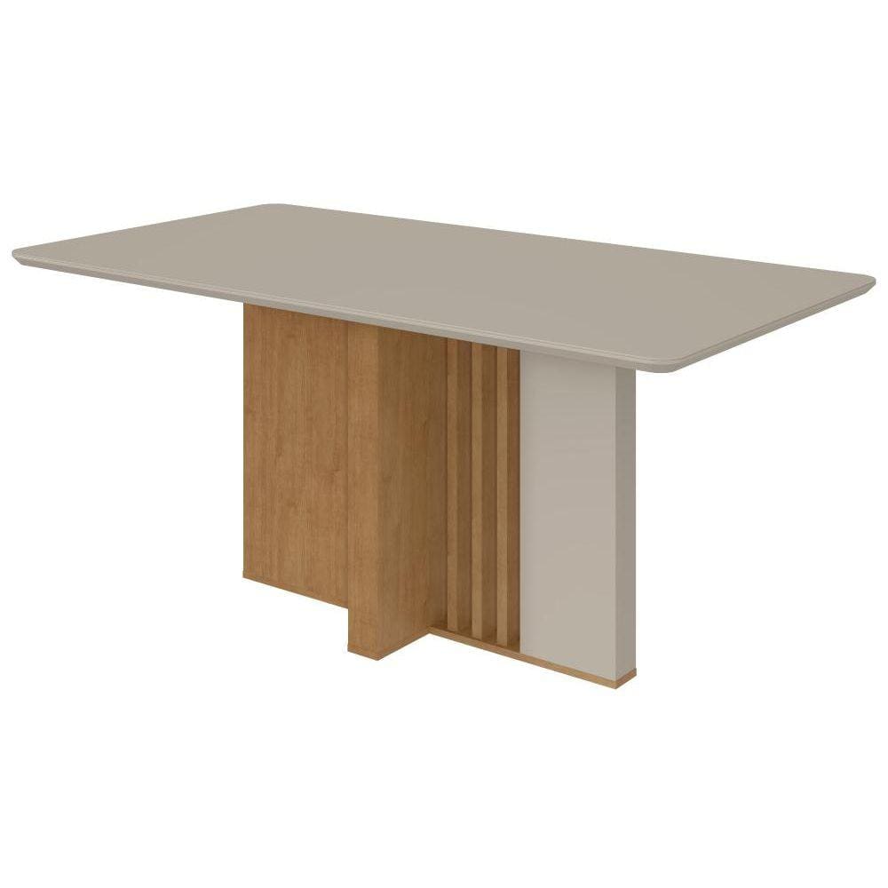 Mesa de Jantar Lopas 1,60 Astrid com vidro Serigrafado Amendoa Clean/off White