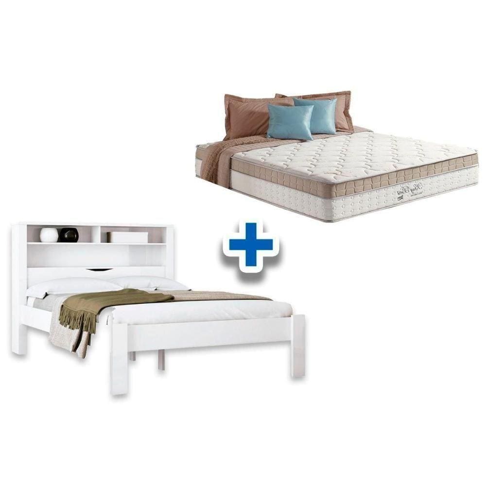 Colchão Casal King Best + Cama Invicta Branco