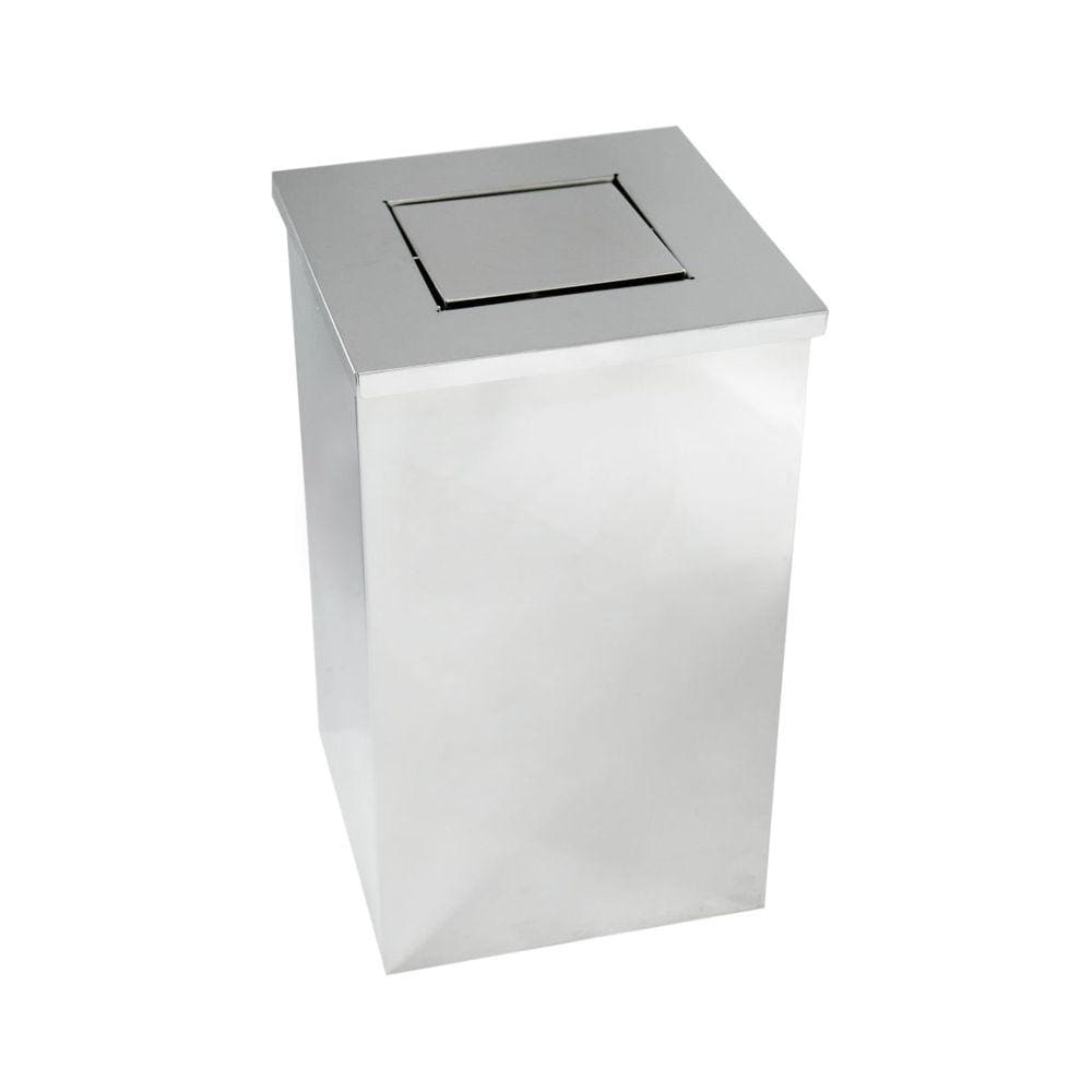 Lixeira Aço Inox Basculante Quadrada 30X60 50 Litros C/ Aro