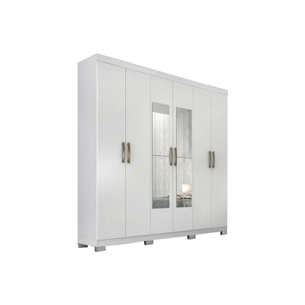 Guarda Roupa Casal 6 Portas E 3 Gavetas C/ Espelho Clara Branco - Panan