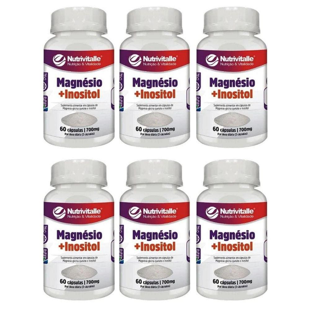 Kit 6 Un - Magnesio Inositol 700Mg 60 Capsulas Nutrivitalle