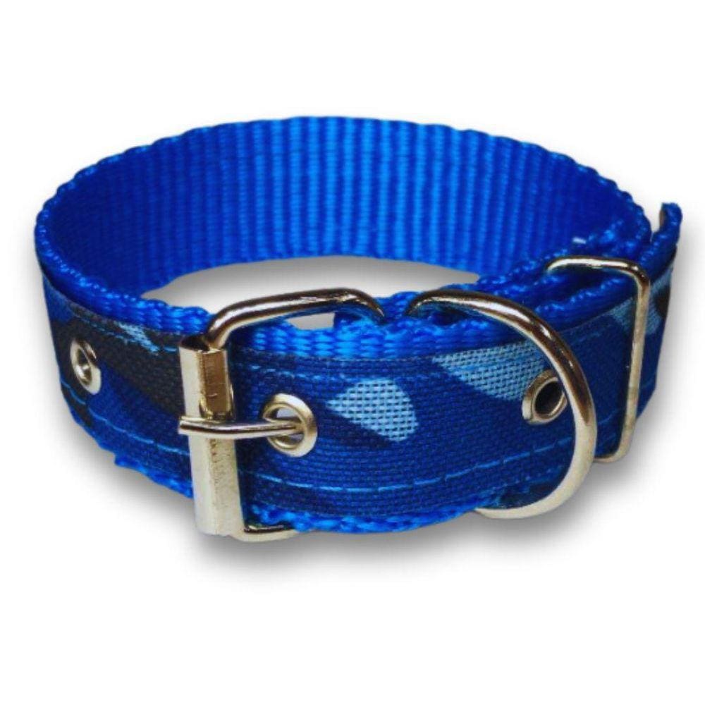 Coleira Xadrez 25Mm Para Cachorro Nicapet Cor Azul Nº 4