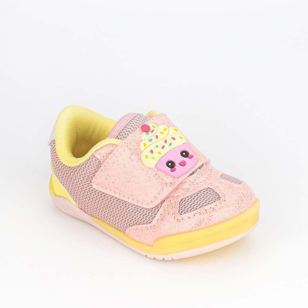 Tênis Bebê Feminino Kidy Colors Cup Cake Rosa e Amarelo