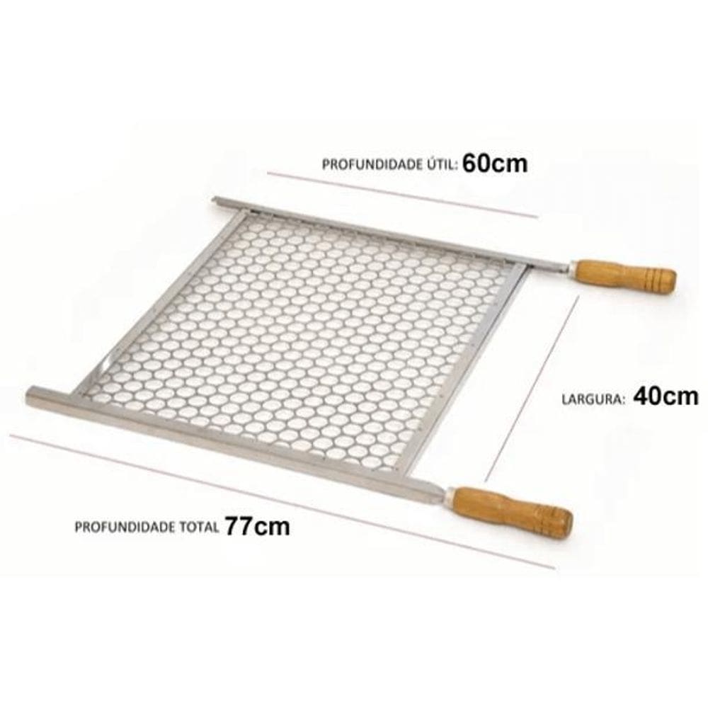 Grelha Churrasco Churrasqueira 40Cm X 60Cm Aço Galvanizado