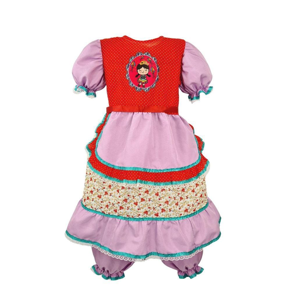 Vestido Boneca Lilas Festa Junina Caipira Quadrilha Shorts