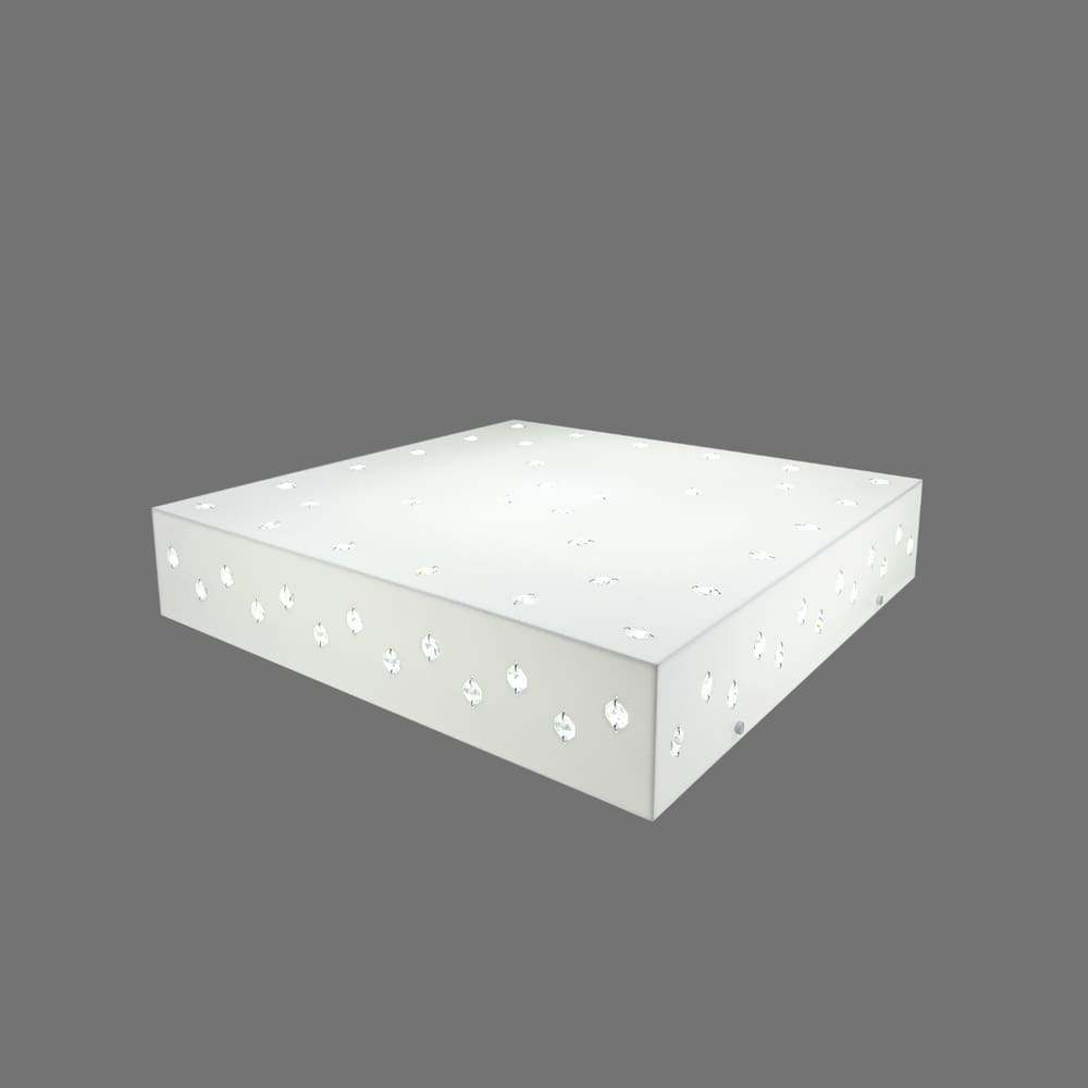 Luminária Plafon De Sobrepor Em Acrílico Com Pedras na Superfície 45x45 cm 4xE27
