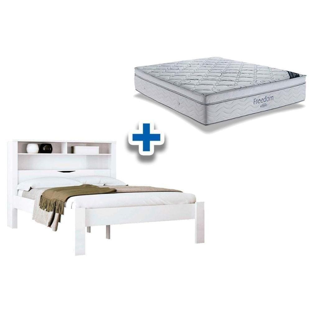 Colchão Casal Freedom Ortobom + Cama Invicta Branco