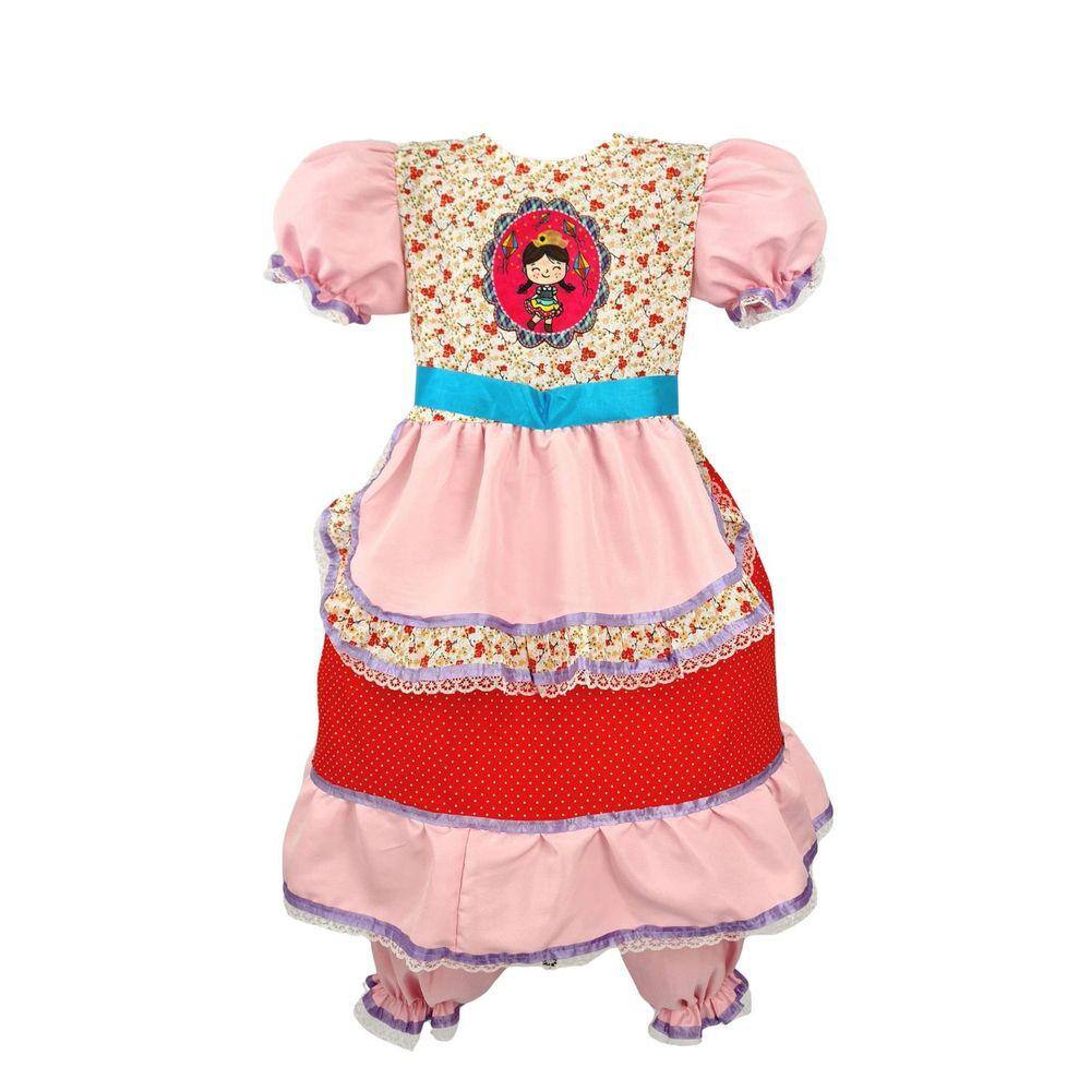 Vestido Junina Infantil Moda Festa Junina Boneca C/ Shorts
