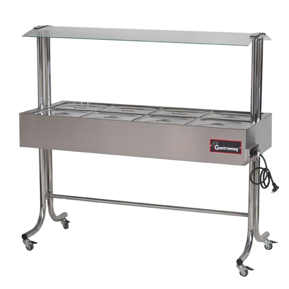 Buffet Aquecido Gastromaq Cromado 8 Cubas Tampa Inox Cobertura Vidro 127V BTE 8 ST G2 CR IV