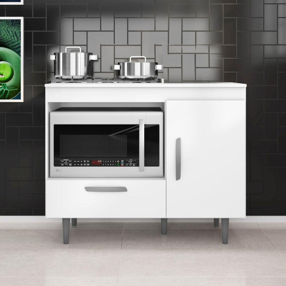 Balcão Multiuso 1 Porta 1 Gaveta Alecrim Branco