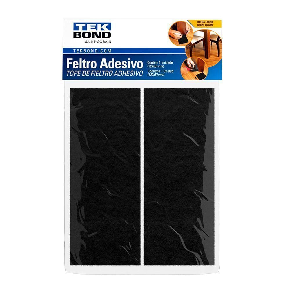 Feltro Retangular 127x51mm Preto Cartela 2 Unidades Tekbond