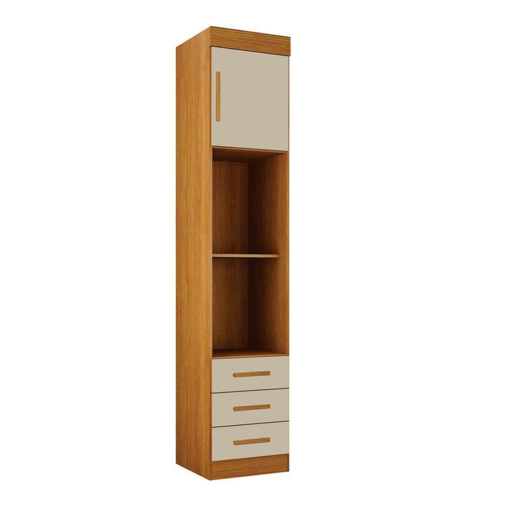 Modulado Mesa de Cabeceira 3 Gavetas - Orion-Cinamomo/Off White - Leifer Móveis