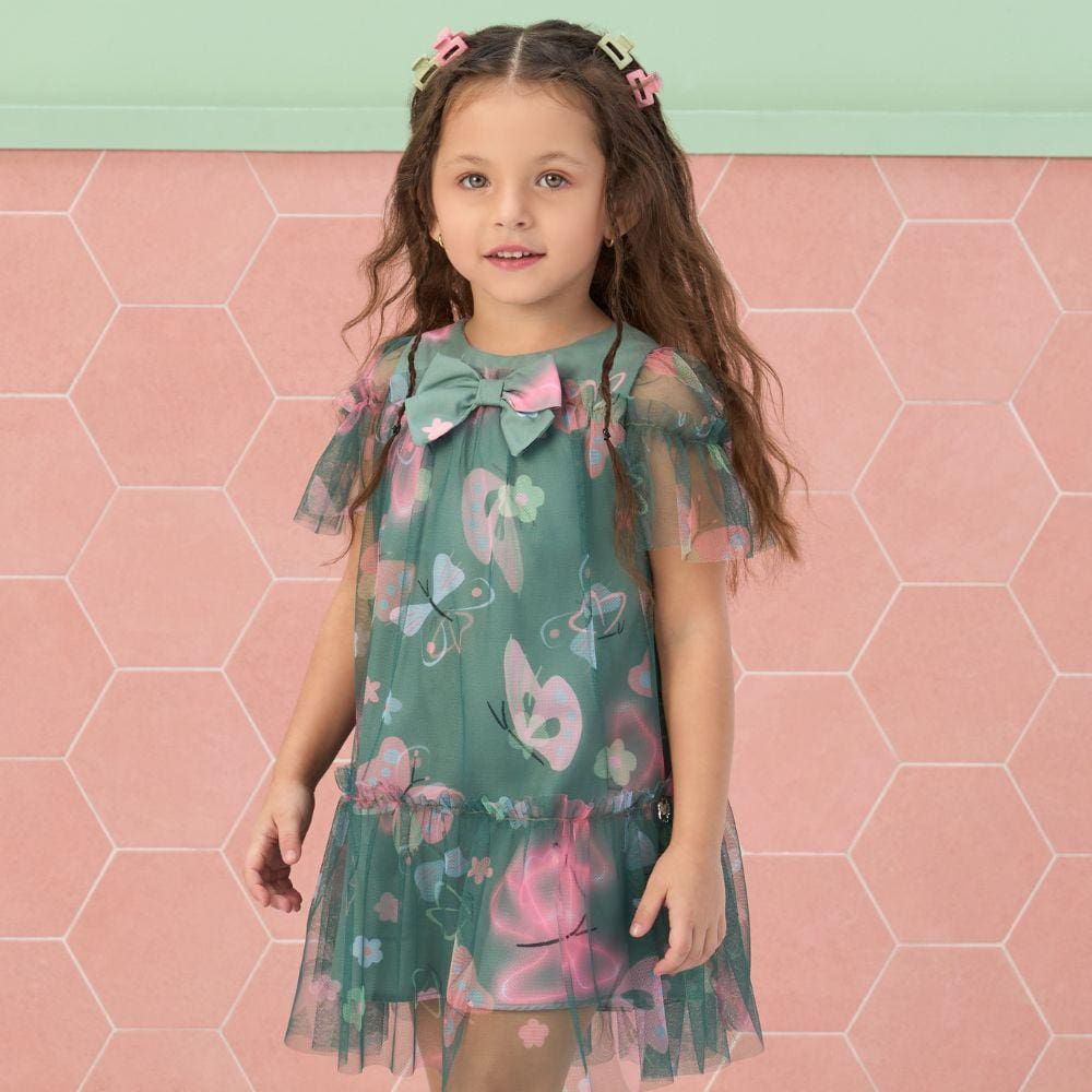 Vestido Infantil Mon Sucre Flower Green 300