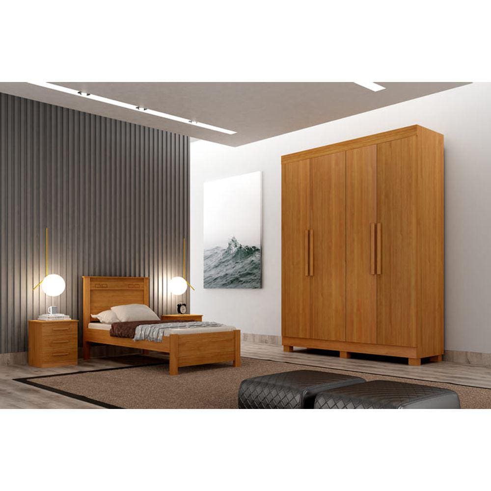Guarda Roupa Solteiro 4 Portas 2 Gavetas - Canadá-Cinamomo - Leifer Móveis