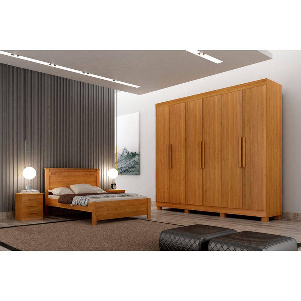 Guarda Roupa Casal 6 Portas 4 Gavetas - Canadá-Cinamomo - Leifer Móveis
