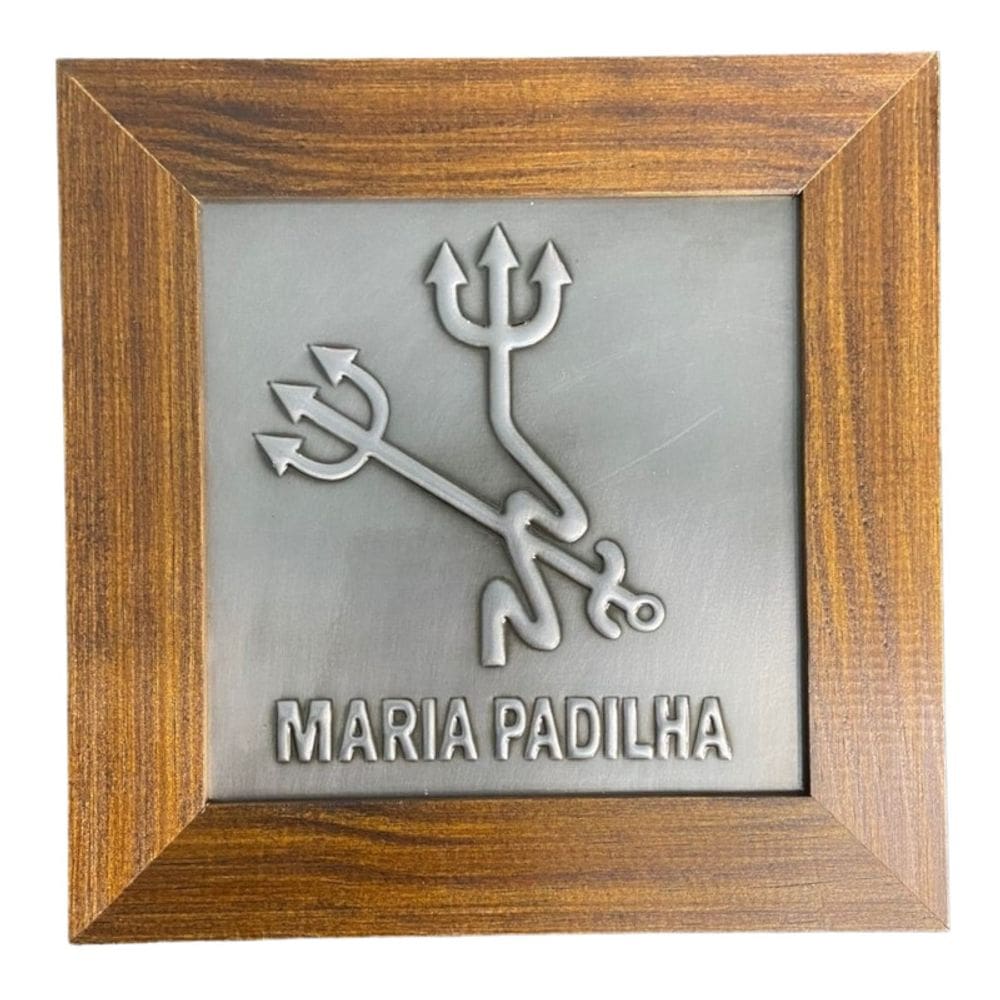 Quadro Maria Padilha Madeira Imbuia e Metal 18 x18 cm