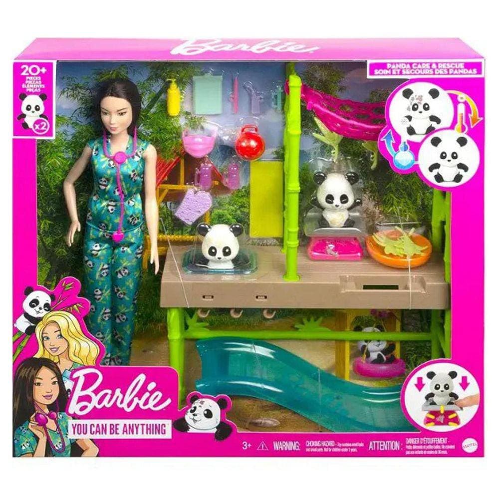 Hkt77 Barbie Conjunto De Brinquedo Cuidados E Resgate De Pandas