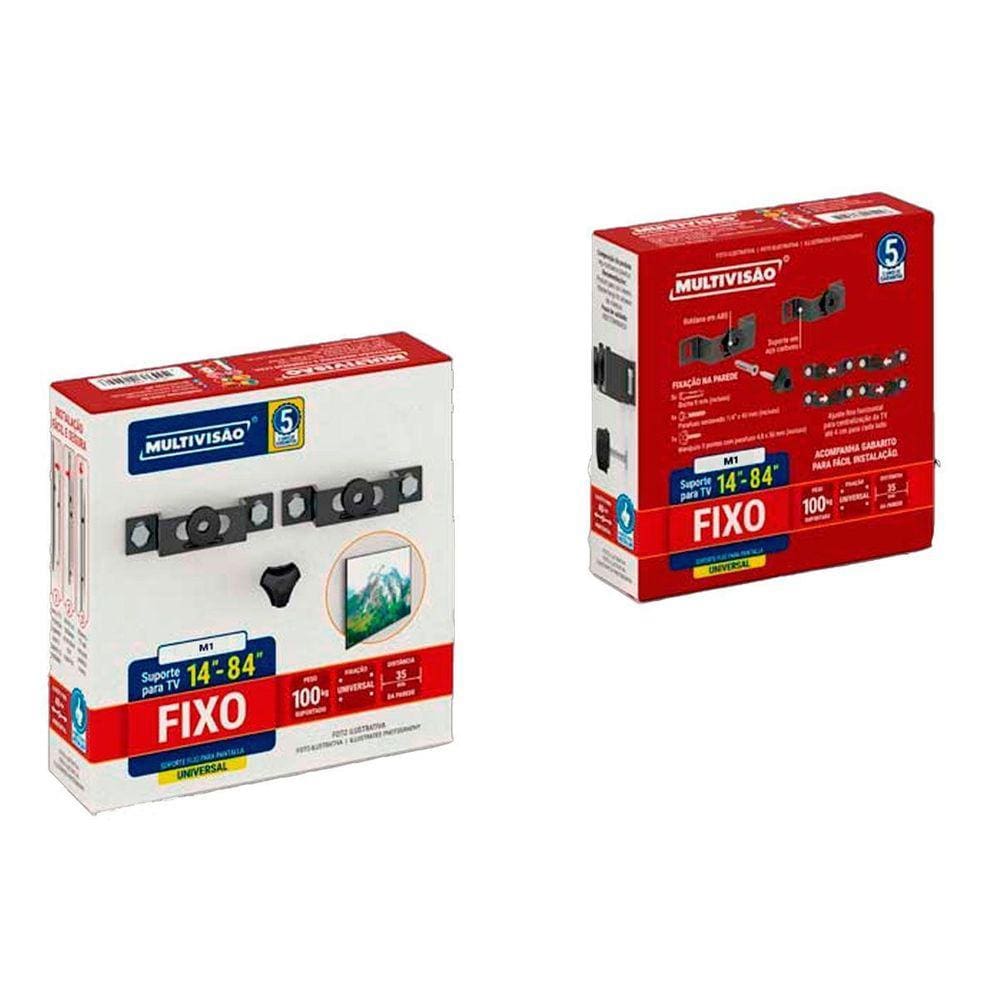 Suporte Fixo Para Tv 14 A 84 Até 100Kg Multivisão Preto