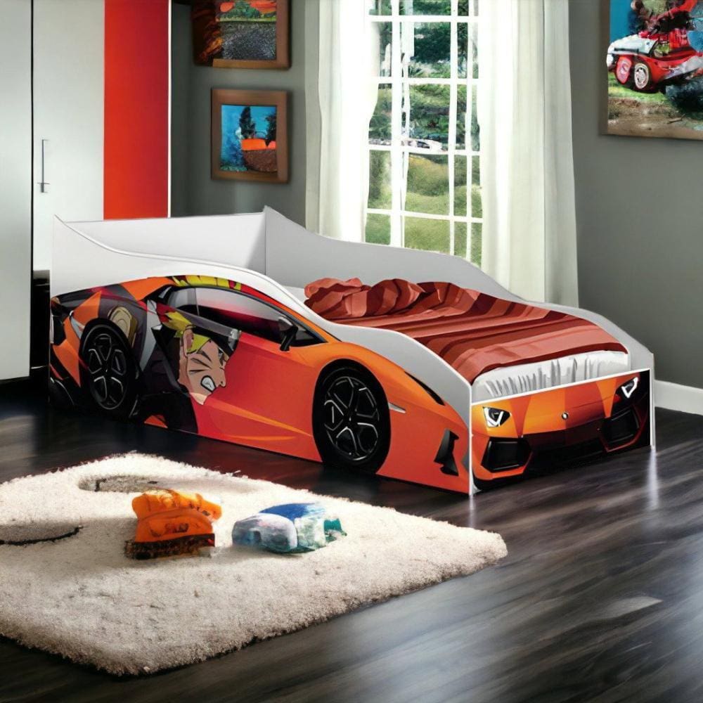 Cama Racer Solteiro Laranja com Colchão Gabrielli