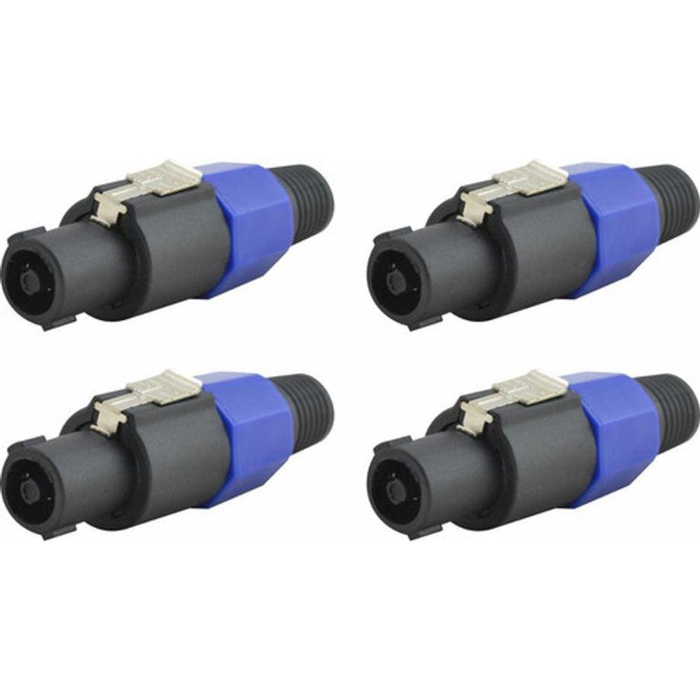 Kit 4 Conector Speakon Macho Linha 4 Vias Azul Tozz
