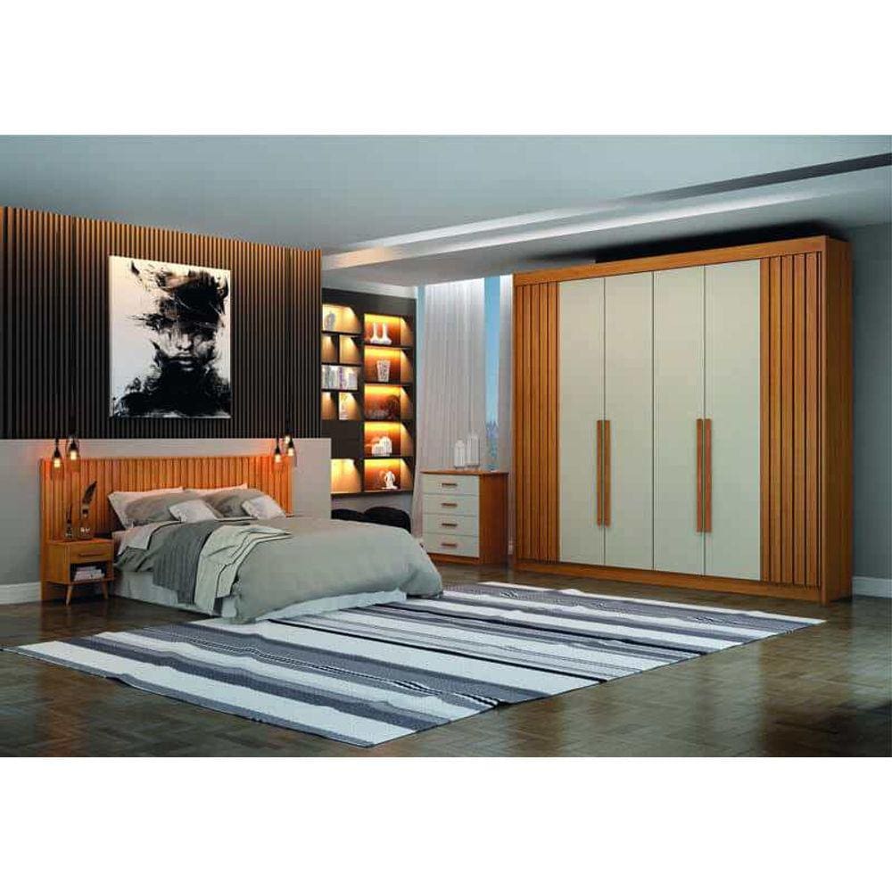 Guarda Roupa Casal 6 Portas 6 Gavetas - São Carlos-Cinamomo/Off White - Leifer Móveis