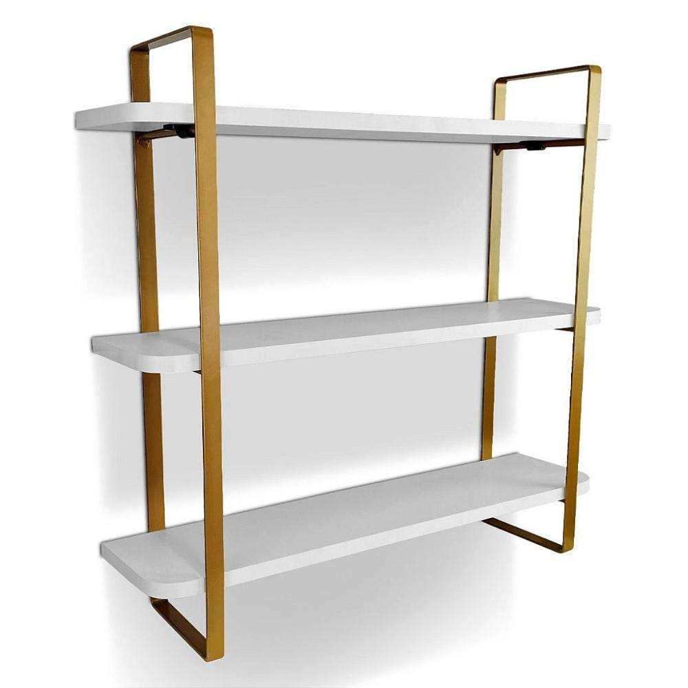 Prateleira tripla hone - dourado/branca