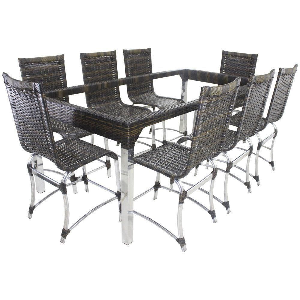 10 Cadeiras Haiti E Mesa De Jantar 240x100 Alumínio Trama Pedra Ferro