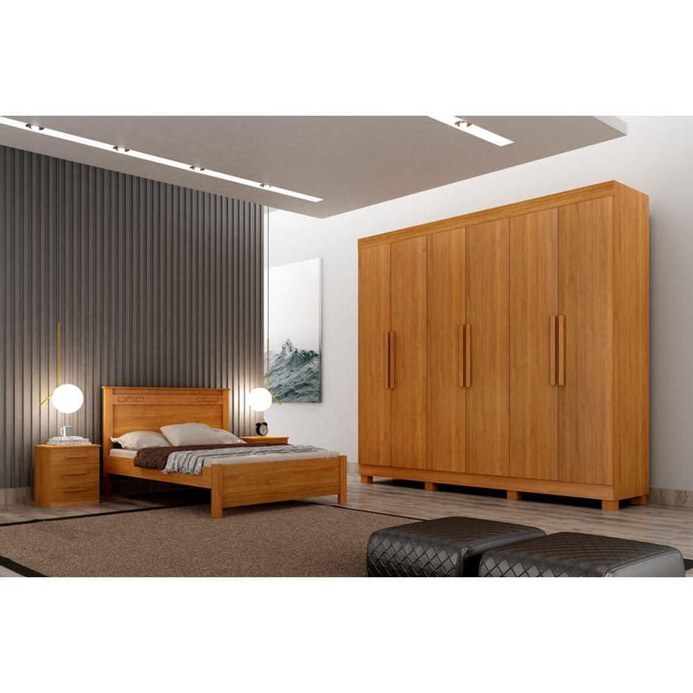 Guarda Roupa Casal 6 Portas 4 Gavetas - Canadá-Cinamomo - Leifer Móveis