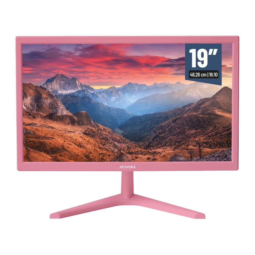 Monitor 19` HD LED, 60hz, HDMI, VGA, 3.6ms Rosa - MYMAX