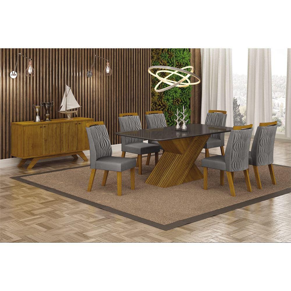 Sala de Jantar Completa com 6 Cadeiras 1,80x0,90m - Ilhéus - Leifer Móveis