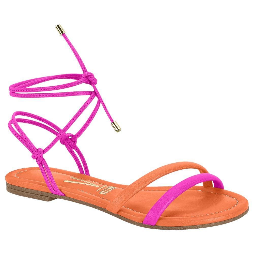 Sandália Rasteira Vizzano 6371.345 Feminina - Laranja/Pink
