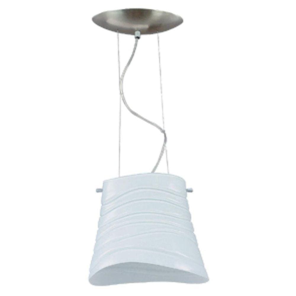 Lustre Pendente Oval Em Metal Escovado E Vidro Moldado 1X