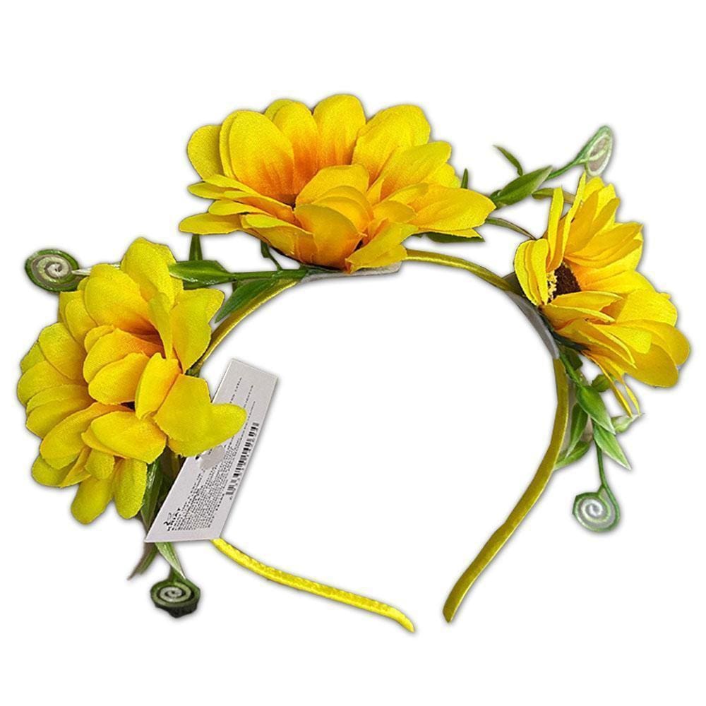 Tiara De 3 Flores Girassóis Amarelos Fantasia Carnaval