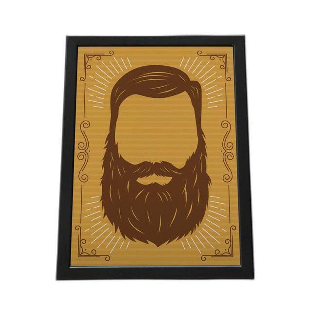 Quadro Com Moldura Ilustração Cabelo E Barba
