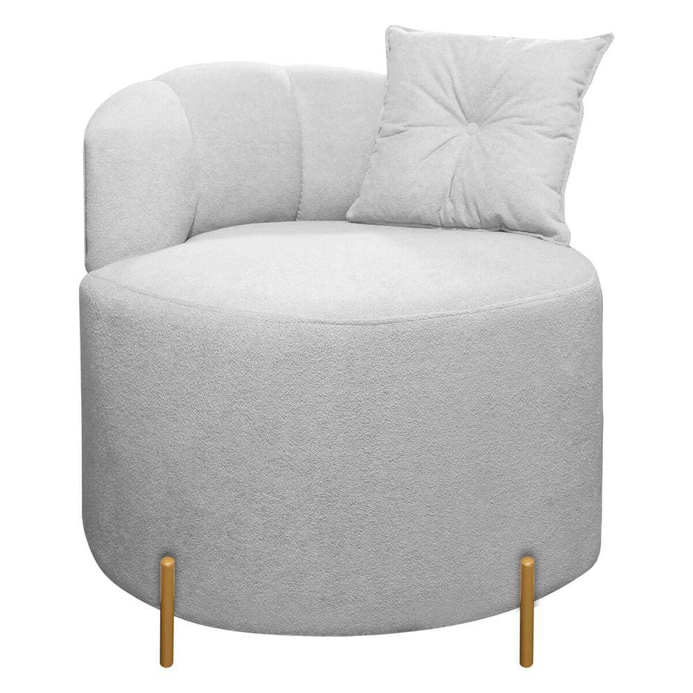 Poltrona Decorativa Pés Em Metal Grecia Linho Bouclê Cinza SOFA STORE