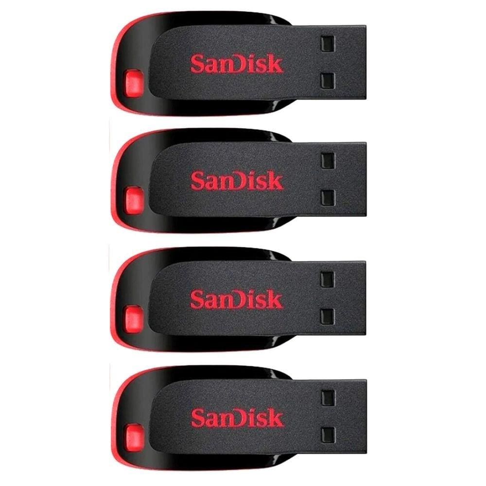 Kit 4 Pendrive Sandisk Cruzer Blade 64Gb 2.0