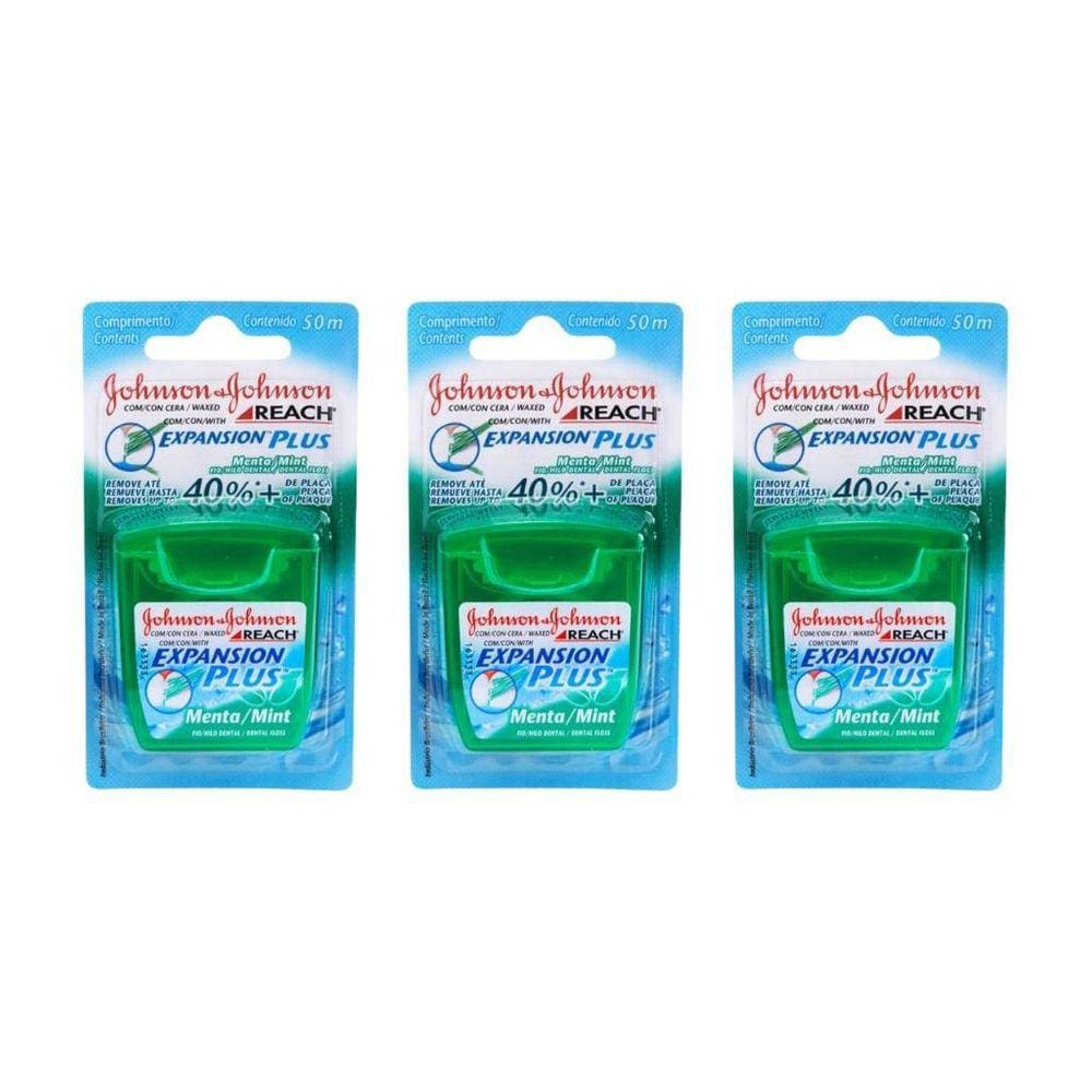 Fio Dental Johnsons Reach 50M Menta - Kit Com 3Un